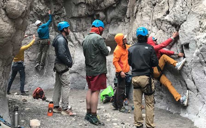 young adults learn canyoneering skills in texas